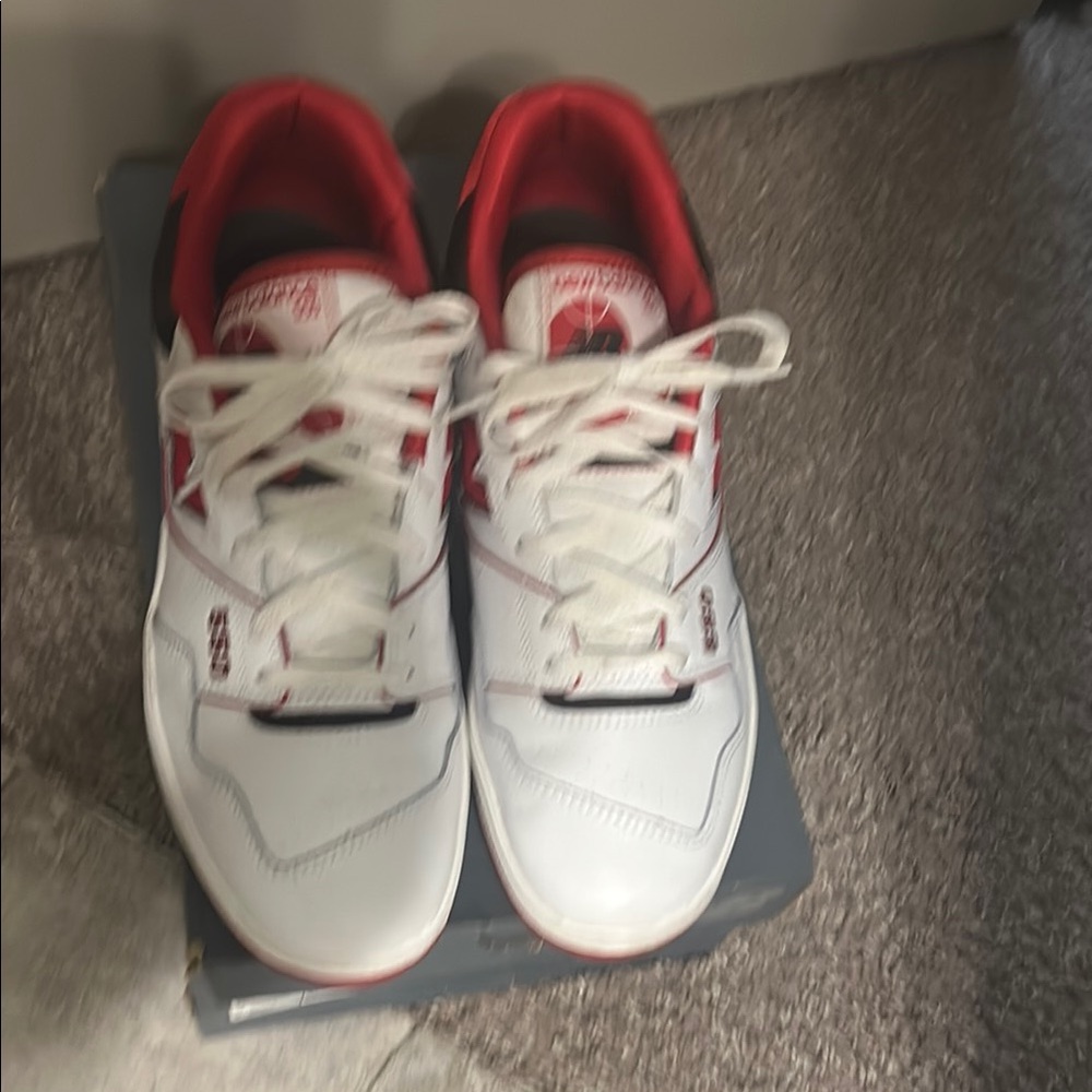 Men’s New Balance 550 /White and Red Sneakers/ leather